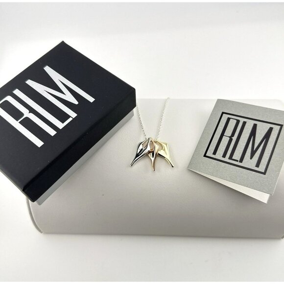 RLM Necklace Robert Lee Morris Heart Modernist Meandering White Bronze QVC - Picture 1 of 16